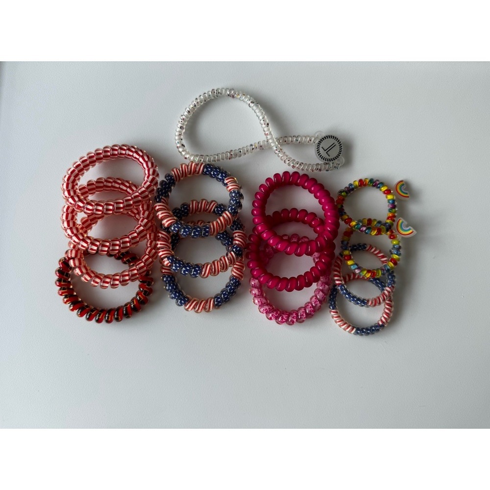 TELETIES Spiral Hair Coils Ponytail Hair Ties Combo Set Variety Sizes NWOT